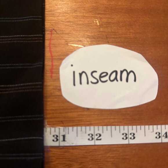 Vintage IZ Beyer Brown Pinstripe Wide-Leg Pants Buttoned Back Pockets Belt loops - Picture 5 of 7